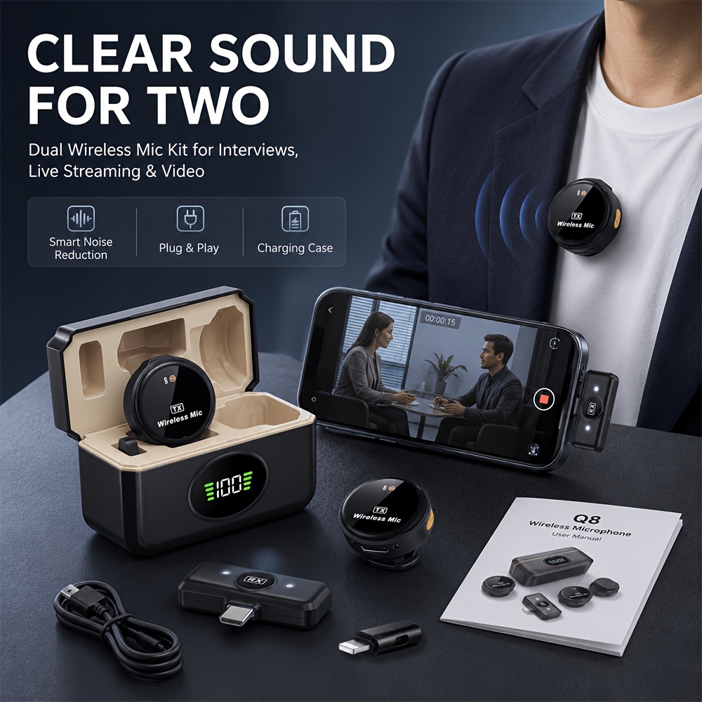 Q8 dual wireless microphone kit